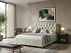 Кровать Chester Tall велюр лофти олива без П/М 140x200, без ортопедического основания, изголовье мягкое