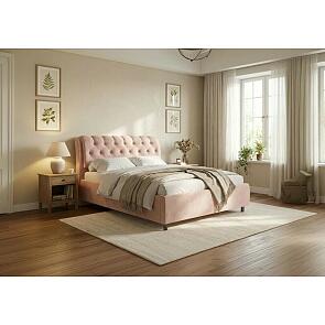 Кровать Chester Tall велюр teddy 014 шоколадный бисквит 1200x2000, изголовье мягкое