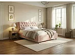 Кровать Chester Tall велюр teddy 014 шоколадный бисквит без П/М 120x200, без ортопедического основания, изголовье мягкое