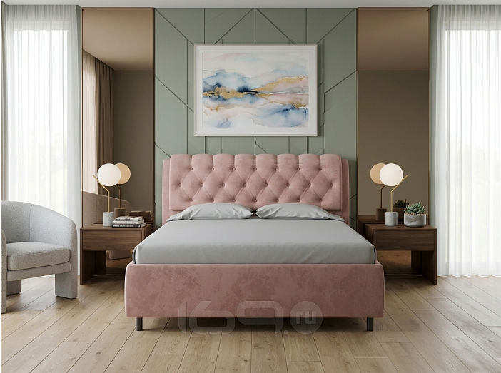 Кровать Chester Tall велюр teddy 014 шоколадный бисквит 1400x2000, изголовье мягкое