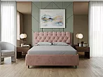 Кровать Chester Tall велюр teddy 014 шоколадный бисквит без П/М 140x200, без ортопедического основания, изголовье мягкое