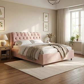 Кровать Chester Tall велюр teddy 014 шоколадный бисквит 900x2000, изголовье мягкое