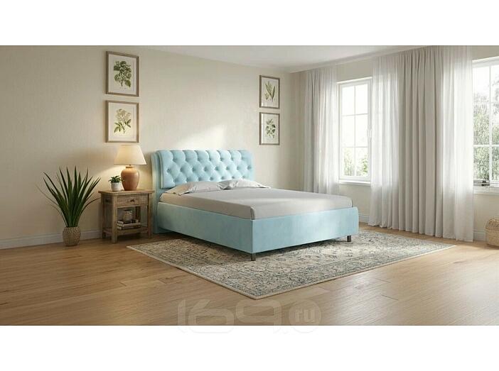 Кровать Chester Tall велюр teddy 028 морозная свежесть без подъёмного механизма 1200x2000, без ортопедического основания, изголовье мягкое