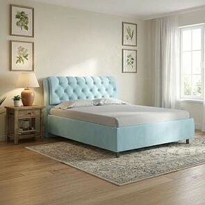 Кровать Chester Tall велюр teddy 028 морозная свежесть 1200x2000, изголовье мягкое