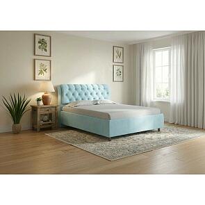 Кровать Chester Tall велюр teddy 028 морозная свежесть 1200x2000, изголовье мягкое