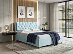 Кровать Chester Tall велюр teddy 028 морозная свежесть без П/М 140x200, без ортопедического основания, изголовье мягкое