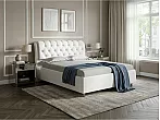 Кровать Chester Tall велюр teddy 300 снежный без П/М 120x200, без ортопедического основания, изголовье мягкое
