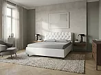 Кровать Chester Tall велюр teddy 300 снежный без П/М 160x200, без ортопедического основания, изголовье мягкое