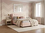 Кровать Chester Tall велюр teddy 304 тауп без П/М 120x200, без ортопедического основания, изголовье мягкое