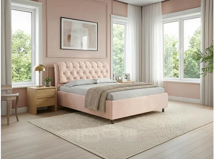 Кровать Chester Tall велюр teddy 304 тауп 1400x2000, изголовье мягкое