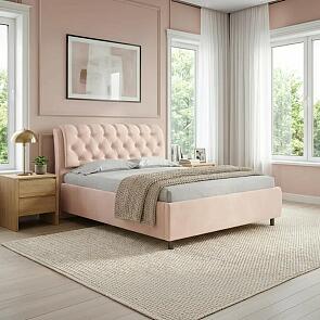 Кровать Chester Tall велюр teddy 304 тауп 1400x2000, изголовье мягкое