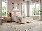 Кровать Chester Tall велюр teddy 304 тауп без П/М 140x200, без ортопедического основания, изголовье мягкое