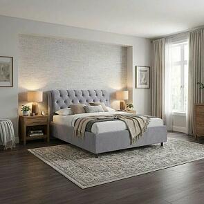 Кровать Chester Tall велюр teddy 318 мокрый асфальт 1200x2000, изголовье мягкое