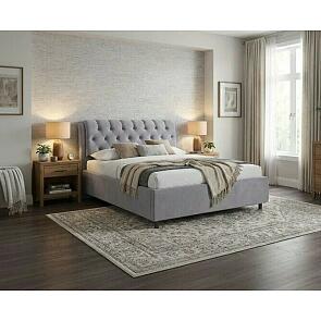 Кровать Chester Tall велюр teddy 318 мокрый асфальт 1200x2000, изголовье мягкое