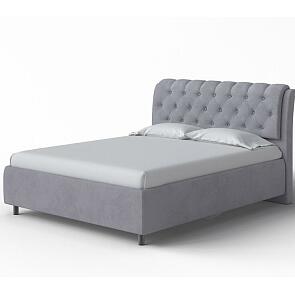 Кровать Chester Tall велюр teddy 318 мокрый асфальт 1400x2000, изголовье мягкое
