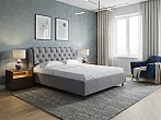 Кровать Chester Tall велюр teddy 318 мокрый асфальт без П/М 140x200, без ортопедического основания, изголовье мягкое