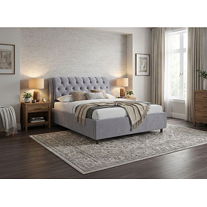 Кровать Chester Tall велюр teddy 318 мокрый асфальт 900x2000, изголовье мягкое