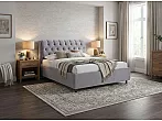 Кровать Chester Tall велюр teddy 318 мокрый асфальт без П/М 90x200, без ортопедического основания, изголовье мягкое