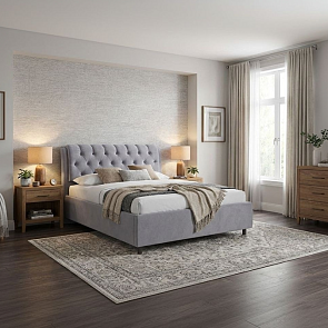Кровать Chester Tall велюр teddy 318 мокрый асфальт 900x2000, изголовье мягкое