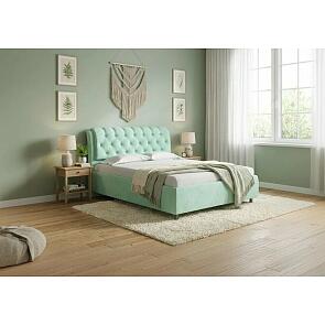 Кровать Chester Tall велюр teddy 337 мятный 1200x2000, изголовье мягкое