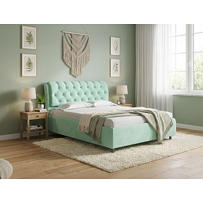 Кровать Chester Tall велюр teddy 337 мятный 800x2000, изголовье мягкое