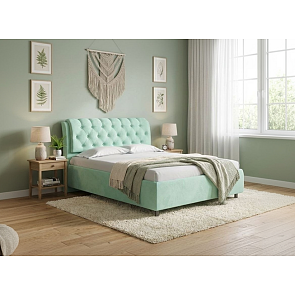 Кровать Chester Tall велюр teddy 337 мятный 900x2000, изголовье мягкое