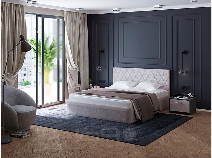 Кровать Fresco Plus рогожка nice кремовый без П/М 1400x2000, ортопедическое основание, изголовье мягкое