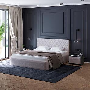 Кровать Fresco Plus рогожка nice кремовый без П/М 1400x2000, ортопедическое основание, изголовье мягкое