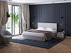 Кровать Fresco Plus рогожка nice кремовый без П/М 140x200, изголовье мягкое