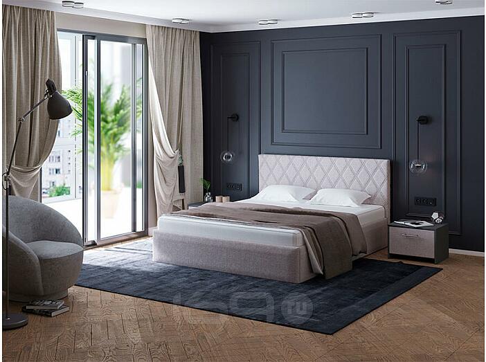 Кровать Fresco Plus рогожка nice кремовый без П/М 1600x2000, ортопедическое основание, изголовье мягкое