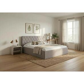 Кровать Fresco Plus рогожка nice латте без П/М 1200x2000, ортопедическое основание, изголовье мягкое