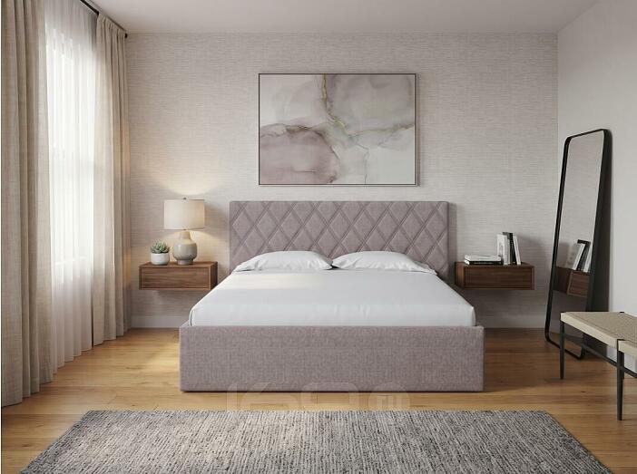 Кровать Fresco Plus рогожка nice латте без П/М 1400x2000, ортопедическое основание, изголовье мягкое