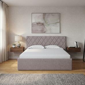 Кровать Fresco Plus рогожка nice латте без П/М 1400x2000, ортопедическое основание, изголовье мягкое