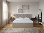 Кровать Fresco Plus рогожка nice латте без П/М 140x200, изголовье мягкое