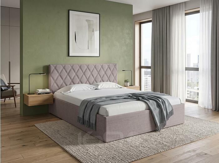 Кровать Fresco Plus рогожка nice латте без П/М 1800x2000, ортопедическое основание, изголовье мягкое