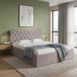 Кровать Fresco Plus рогожка nice латте без П/М 1800x2000, ортопедическое основание, изголовье мягкое