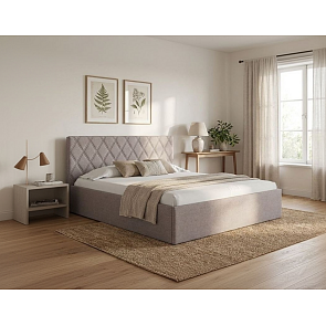 Кровать Fresco Plus рогожка nice латте без П/М 900x2000, ортопедическое основание, изголовье мягкое