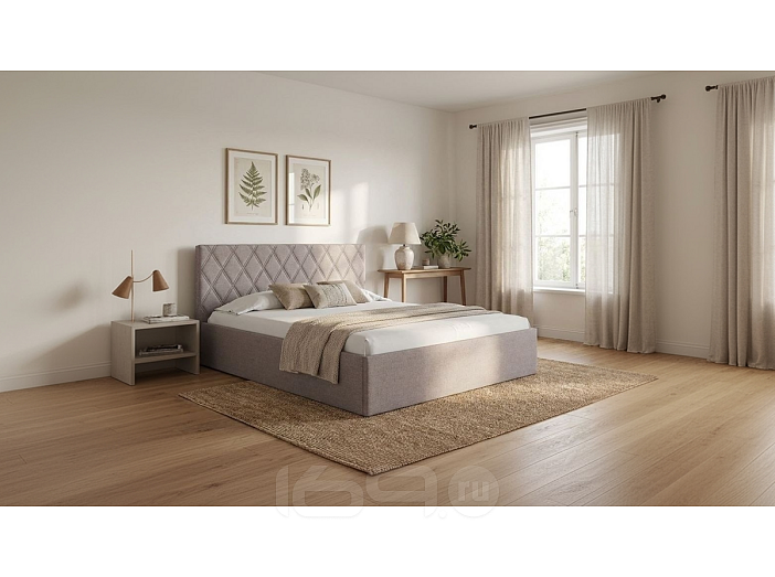 Кровать Fresco Plus рогожка nice латте без П/М 900x2000, ортопедическое основание, изголовье мягкое