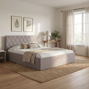 Кровать Fresco Plus рогожка nice латте без П/М 900x2000, ортопедическое основание, изголовье мягкое