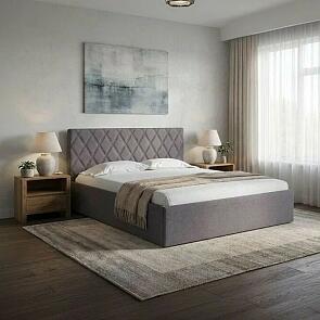 Кровать Fresco Plus рогожка nice мокко без П/М 1200x2000, изголовье мягкое