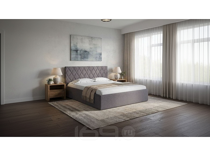 Кровать Fresco Plus рогожка nice мокко без П/М 1200x2000, ортопедическое основание, изголовье мягкое