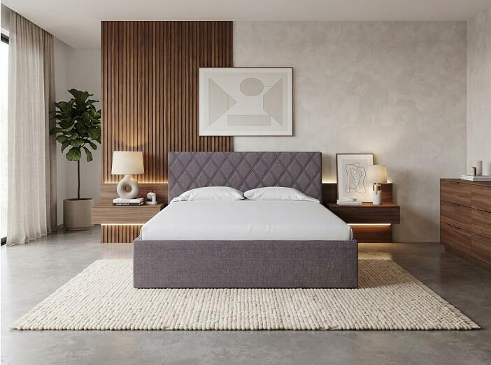 Кровать Fresco Plus рогожка nice мокко без П/М 1400x2000, ортопедическое основание, изголовье мягкое