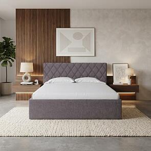 Кровать Fresco Plus рогожка nice мокко без П/М 1400x2000, ортопедическое основание, изголовье мягкое