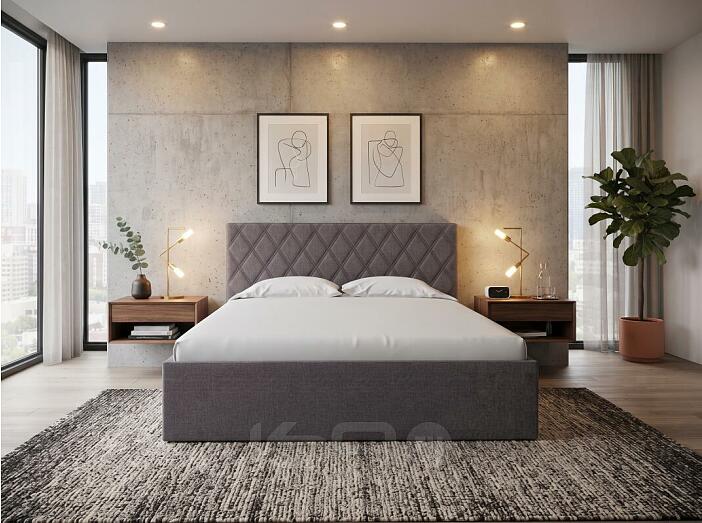 Кровать Fresco Plus рогожка nice мокко без П/М 1600x2000, ортопедическое основание, изголовье мягкое