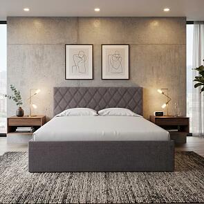 Кровать Fresco Plus рогожка nice мокко без П/М 1600x2000, ортопедическое основание, изголовье мягкое