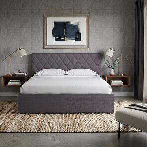 Кровать Fresco Plus рогожка nice мокко без П/М 1800x2000, ортопедическое основание, изголовье мягкое