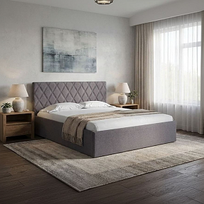 Кровать Fresco Plus рогожка nice мокко без П/М 900x2000, ортопедическое основание, изголовье мягкое