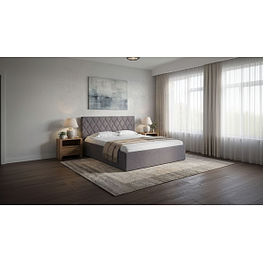 Кровать Fresco Plus рогожка nice мокко без П/М 900x2000, ортопедическое основание, изголовье мягкое