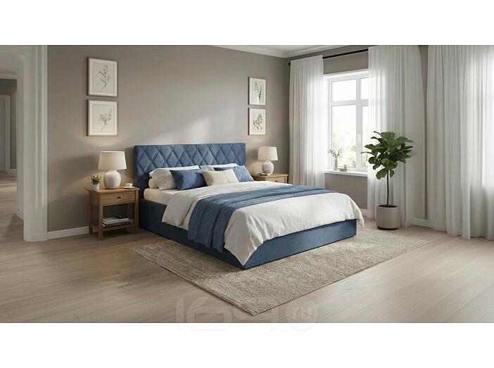 Кровать Fresco Plus рогожка nice океан без подъёмного механизма 1200x2000, изголовье мягкое