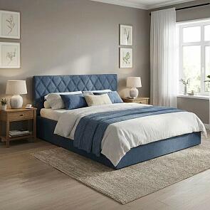 Кровать Fresco Plus рогожка nice океан без П/М 1200x2000, изголовье мягкое